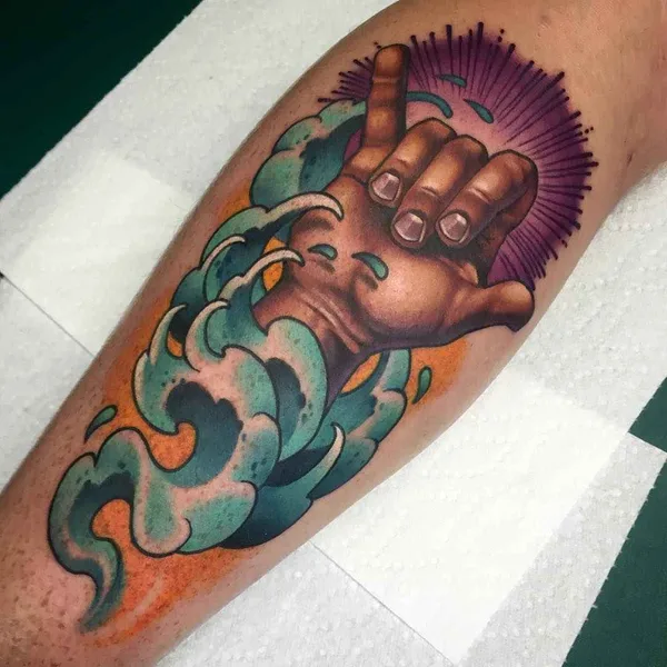 Нью Скул tattoo by Aaron Springs in Webster