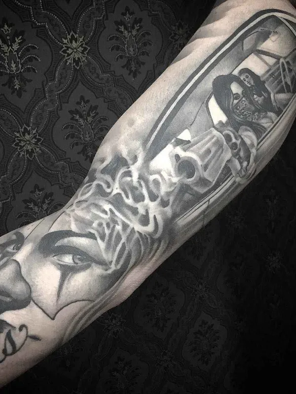 black and grey black and grey tattoo auf forearm #1187 | Tätowierer Niceguy Chris Tattoo