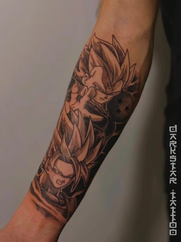 male black anime татуировка на forearm #62814 | Тату мастер Dmitry Gerasimchuk