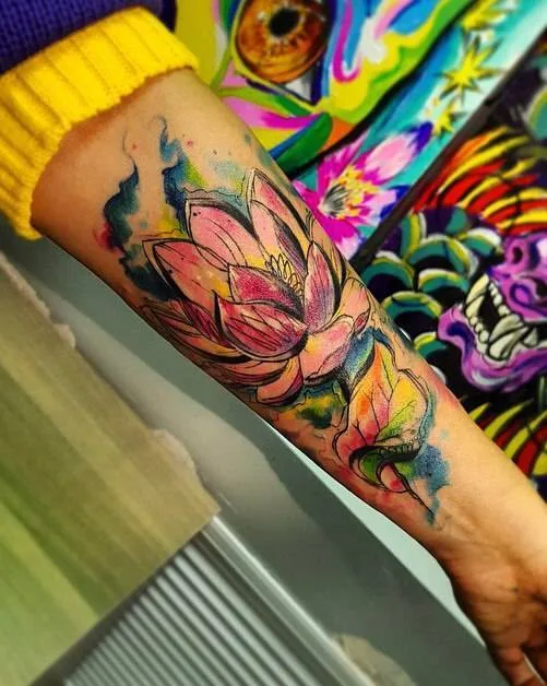 color watercolor Tatuagem em forearm #29486 | Tatuador Лейла Азизова