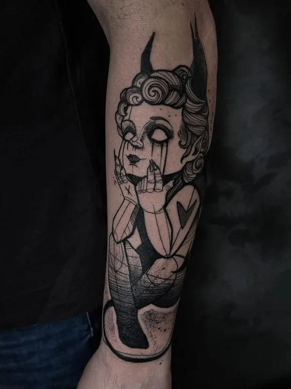 black blackwork татуировка на forearm #66529 | Тату мастер Weeping Hyena