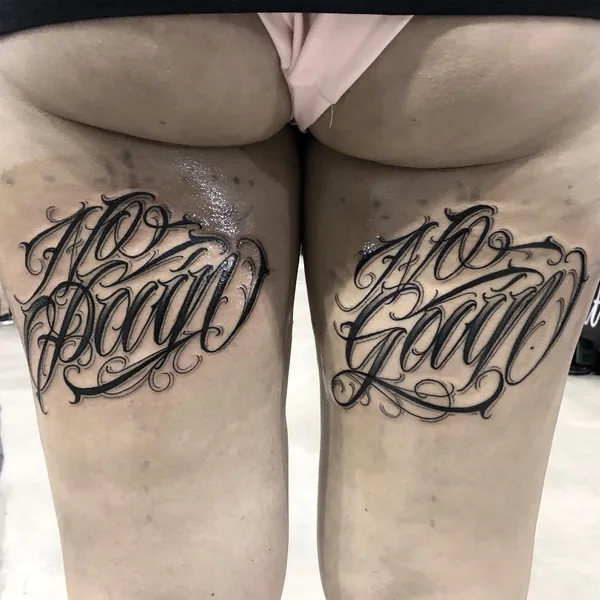 Lettering tattoo by AserOne in Liège