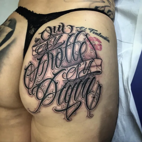 Lettering tattoo by AserOne in Liège