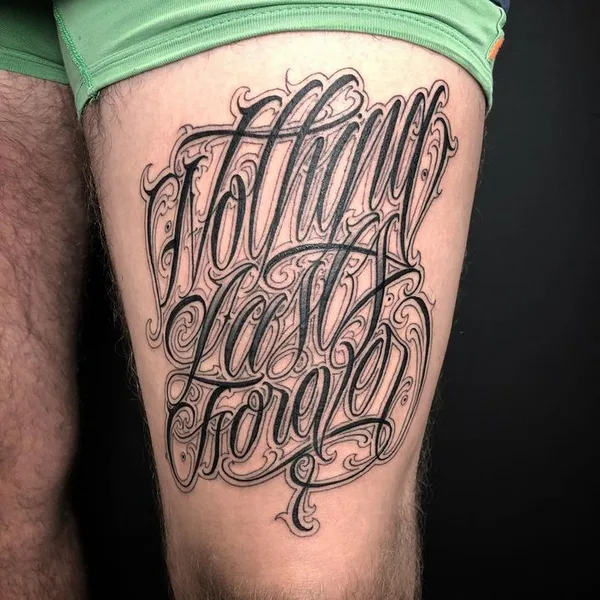 Lettering tattoo by AserOne in Liège