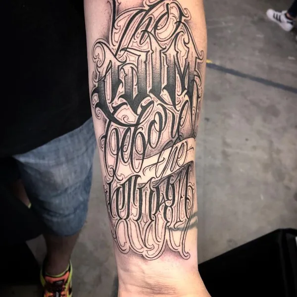 Lettering tattoo by AserOne in Liège