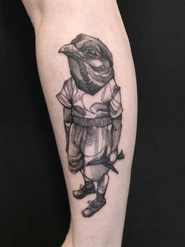 black and grey blackwork tatuaje en calf #66559 | Tatuador Q.Ortega
