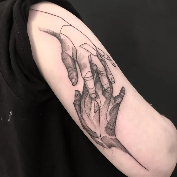 Graphic tattoo by Q.Ortega in Liège