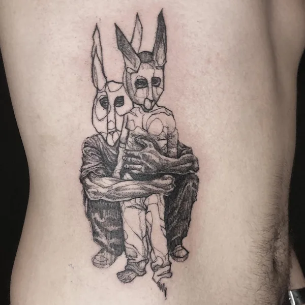 Graphic tattoo by Q.Ortega in Liège