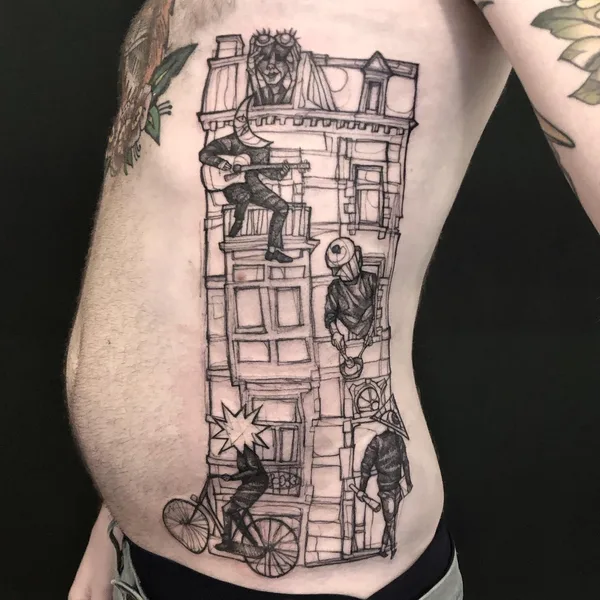 Graphic tattoo by Q.Ortega in Liège