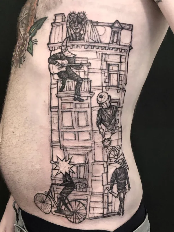 male black sketch tatuaje en side #66562 | Tatuador Q.Ortega