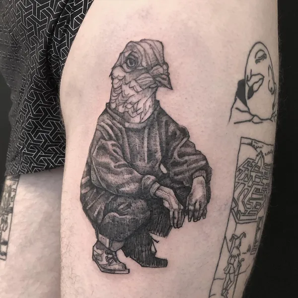 Graphic tattoo by Q.Ortega in Liège