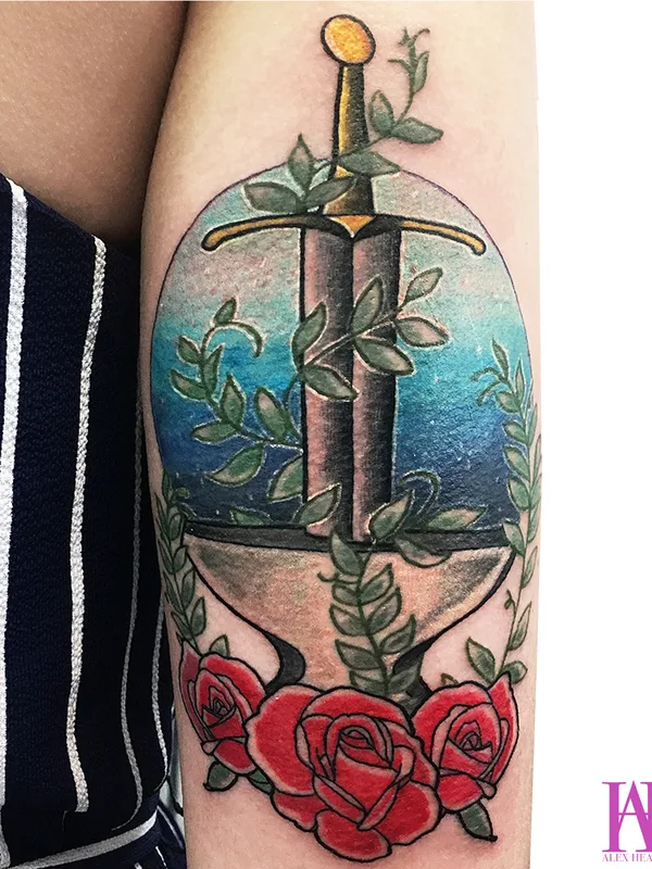 color illustrative татуировка на thigh #68253 | Тату мастер Alex Heart