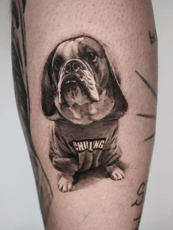 black and grey realism татуировка на calf #40196 | Тату мастер Zlata Kolomoyskaya