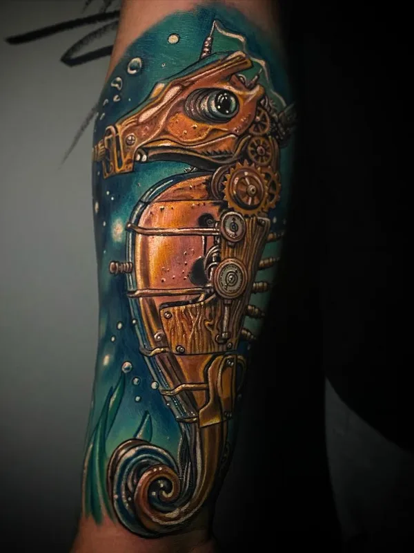 color biomechanical tattoo on forearm #40206 | Tattoo Artist Roman Abrego