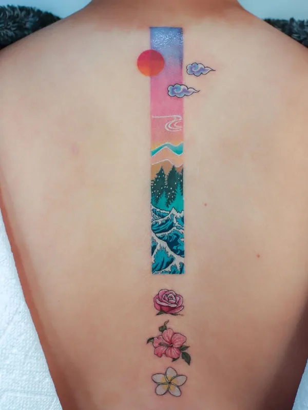 color illustrative tattoo on upper back #40215 | Tattoo Artist Jing