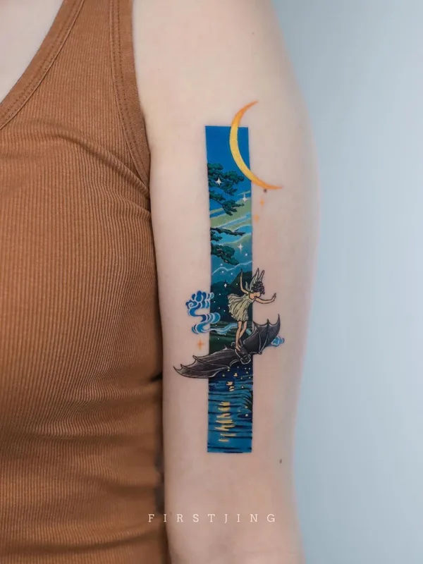 female color illustrative tattoo on forearm #40220 | Tattoo Artist Jing