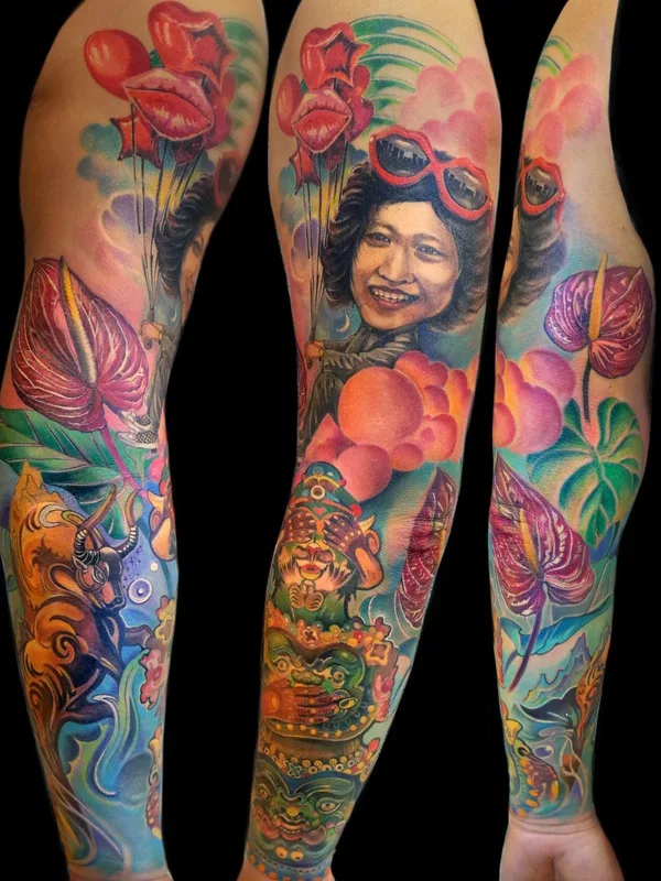 color realism tattoo on full sleeve #55003 | Tattoo Artist Lu Xin