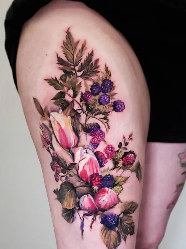 female color realism Tatuaggio su thigh #31249 | Tatuatore Pete Zebley