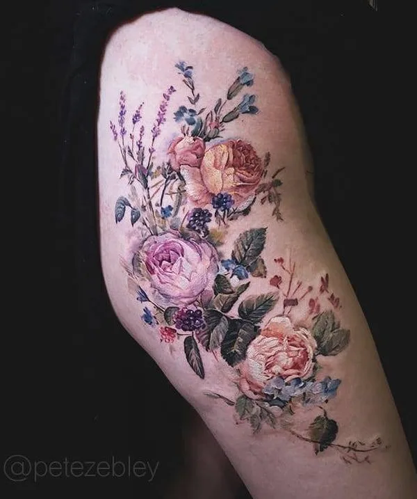 female color realism Tatuaggio su thigh #31248 | Tatuatore Pete Zebley