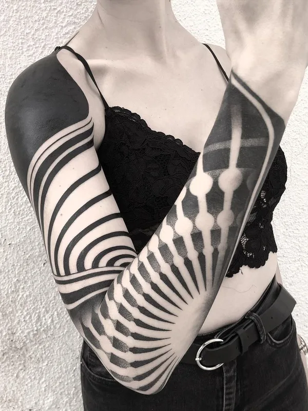 female black blackwork tattoo on full sleeve #55563 | Tattoo Artist Raimundo Ramírez