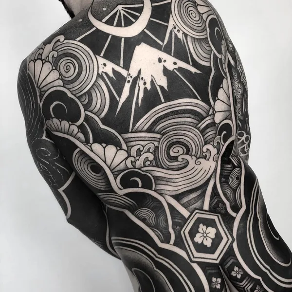 Ornamental tattoo by Raimundo Ramírez in Blanes