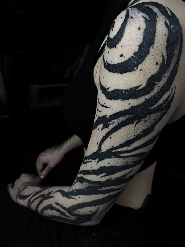 black blackwork татуировка на full sleeve #71179 | Тату мастер ART CHE 