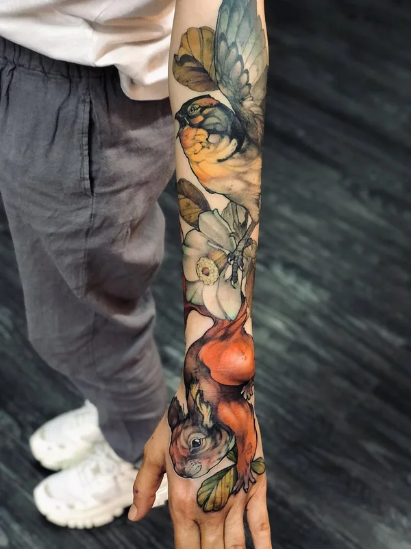 color illustrative Tatuaggio su full sleeve #41381 | Tatuatore Ignis.ink