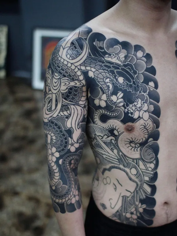 Oriental tattoo by Horimaroo in London