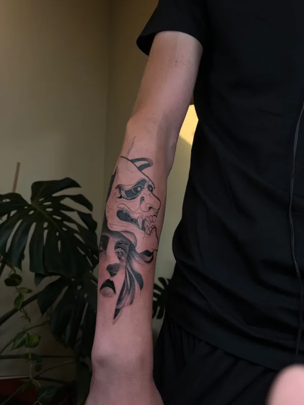 black and grey japanese татуировка на forearm #72200 | Тату мастер Ванесса Динь