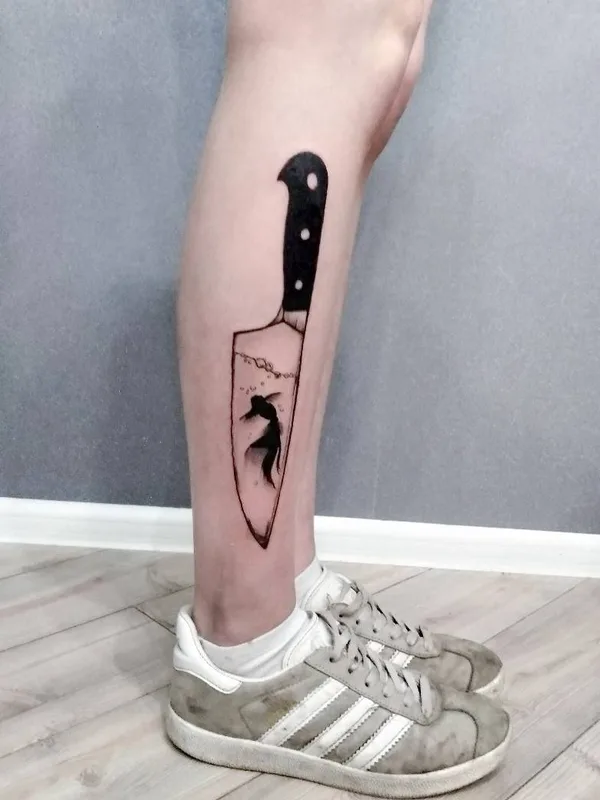 black blackwork татуировка на calf #32476 | Тату мастер Макаров Данил