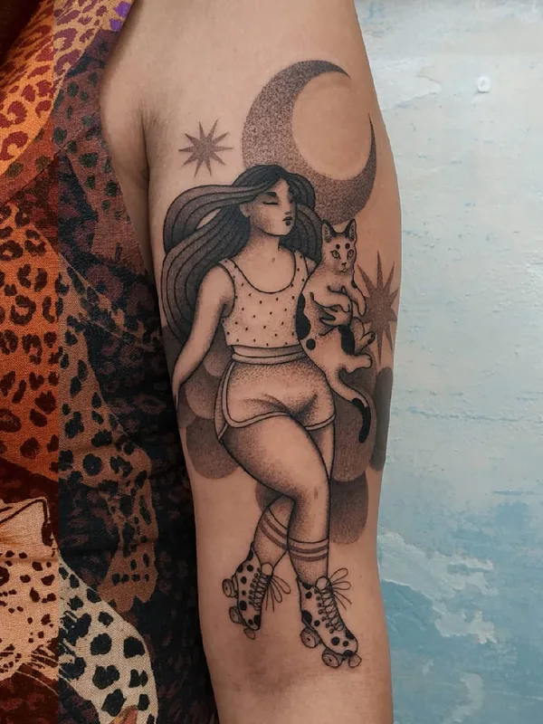 female black and grey black and grey tattoo auf forearm #42254 | Tätowierer Yara Floresta