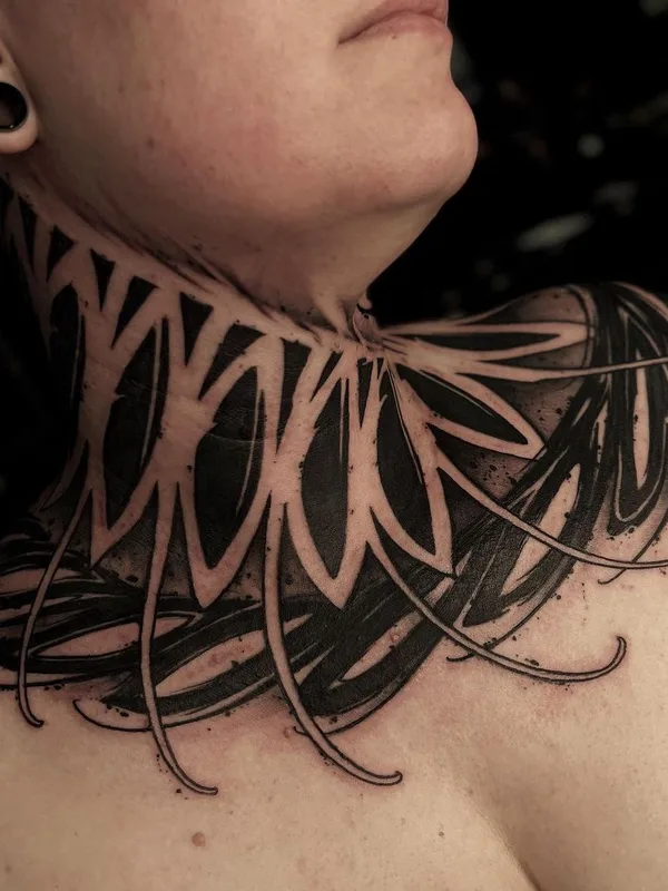 black blackwork 타투 부위 neck #45622 | 타투이스트 Алексей Бойко