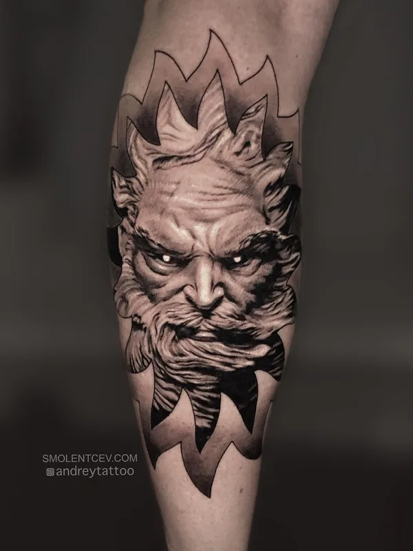 black and grey realism татуировка на calf #45651 | Тату мастер Андрей Смоленцев