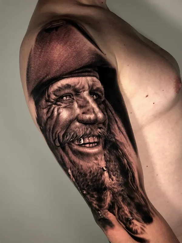 male black and grey realism татуировка на upper arm #45647 | Тату мастер Андрей Смоленцев