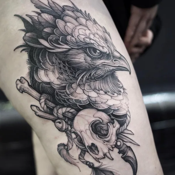 Graphic tattoo by Sasha Tabuns in Saint Petersburg