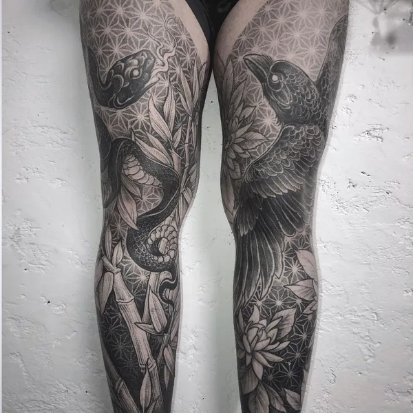 Graphic tattoo by Sasha Tabuns in Saint Petersburg