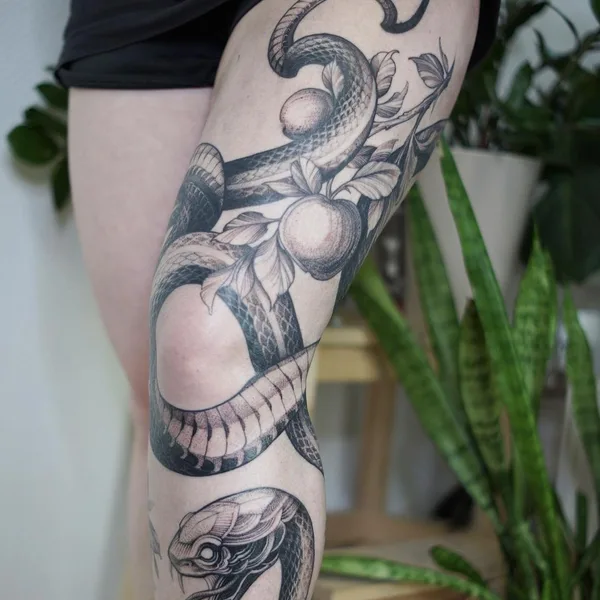 Graphic tattoo by Sasha Tabuns in Saint Petersburg