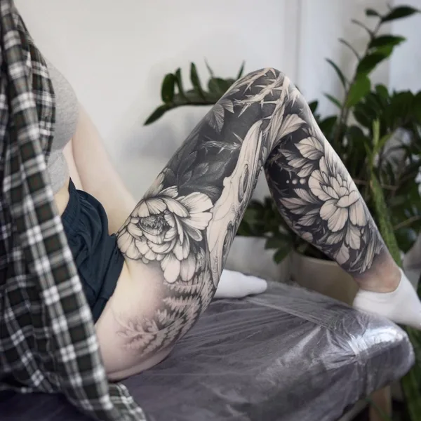 Graphic tattoo by Sasha Tabuns in Saint Petersburg