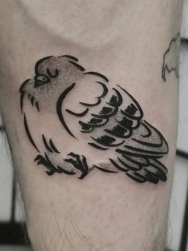 black and grey linework tattoo on calf #45696 | Tattoo Artist Eva Rose