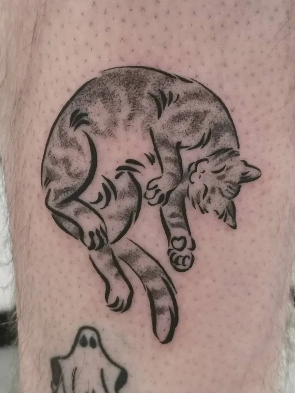 black and grey sketch tattoo on calf #45695 | Tattoo Artist Eva Rose