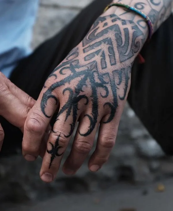 male black tribal татуировка на hand #45745 | Тату мастер Сергей Murdoc