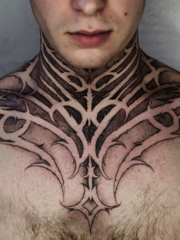 male black blackwork татуировка на chest #45750 | Тату мастер Сергей Murdoc