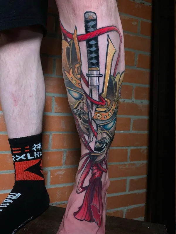 male color japanese Tatuaggio su calf #45771 | Tatuatore Александр Николаев