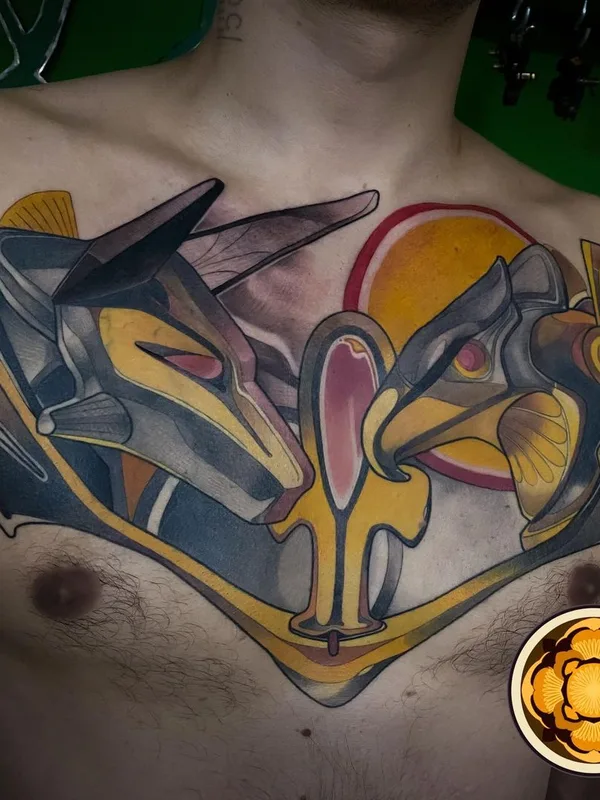 male color illustrative Tatuaggio su chest #45815 | Tatuatore Даниил Погорелов