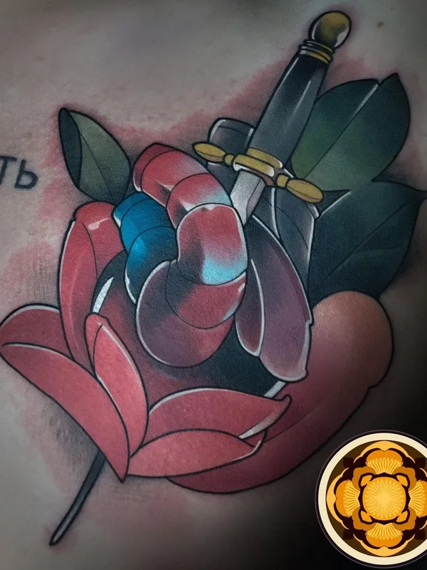 color neo traditional Tatuaggio su chest #45811 | Tatuatore Даниил Погорелов
