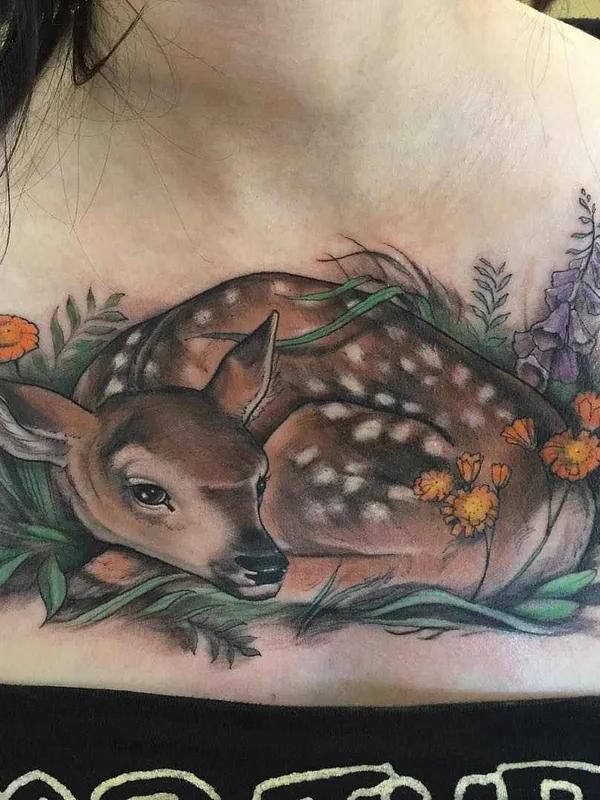female color realism 纹身 在 chest #2854 | 纹身师 Shawn Hebrank