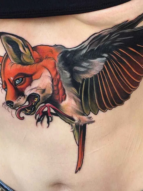 female color neo traditional tattoo auf stomach #5081 | Tätowierer Aniela Dahlgren