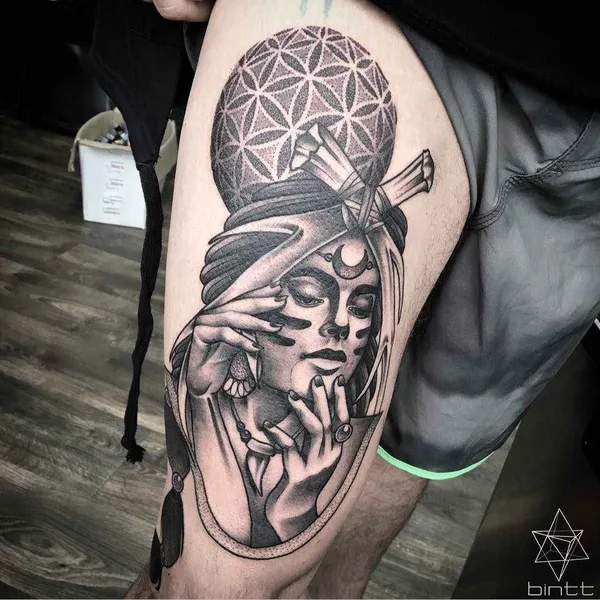 Дотворк tattoo by Chris Bint in Southend-on-Sea