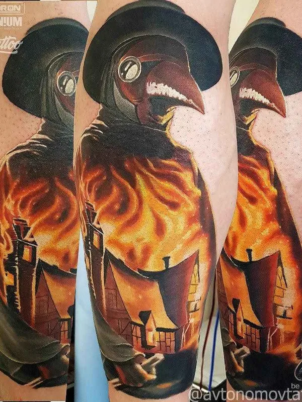 color realism tattoo on calf #1549 | Tattoo Artist Антон Автономов
