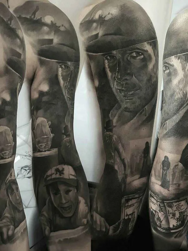 black and grey realism татуировка на full sleeve #1051 | Тату мастер Gabriele Pais